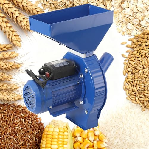 CDZHLTG Molinillo de Grano Eléctrico 1000 W, Molino eléctrico de maíz, Molinillo de Especias Comercial, con 4 Cribas de Acero Inoxidable, para Moler Trigo, Maíz, Garbanzos, Café y Especias