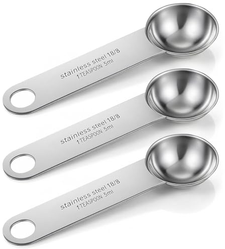 3PCS 5ml Spoon, 1 Teaspoon Measuring Spoons Stainless Steel, Dishwasher Safe for Baking, Coffee, Tea & Kitchen (5ml)