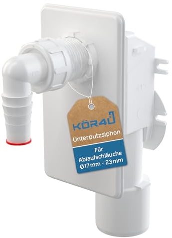kör4u Siphon encastré APS4 blanc DN40 DN50 avec ouverture d'entretien - Siphon pour machine à laver et lave-vaisselle - Raccord des eaux usées encastré, conforme à la norme EN 274