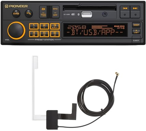 Pioneer SXT-C10PS-AN Autoradio 1-DIN: Retro-Design mit modernster Technik, Bluetooth®, DAB+, USB, AUX, RGB-Beleuchtung, 13-Band-Equalizer, Set inkl. DAB-Antenne
