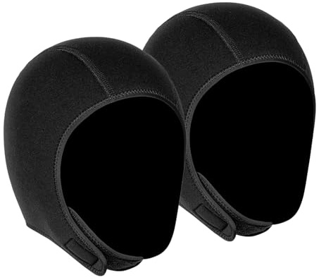 Aomiun 2 Pièces 3MM Casquette de Plongée en Néoprène Chaud Chapeau de Bain Plongée en Apnée avec Mentonnière pour Hommes Femmes sous-Marine Kayak Voile Sports Nautiques (L)