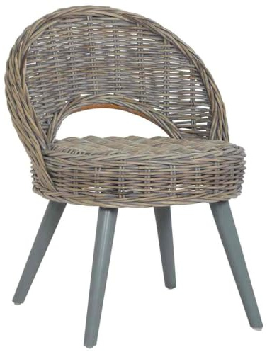 kithwjll Sessel Kubu-Rattan Grau, 60x60x79 cm, Natürlicher Rattansessel mit Holzbeinen, Bequemer Wohnzimmer Schlafzimmer Chair
