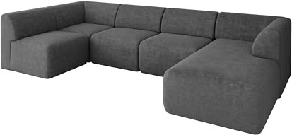ALTDECOR Ecksofa in U-Form Corner Sofa Bett Eckcouch Couch L-Form Wohnlandschaft Cauchsofa MOVO 345x180x78 Dunkelgrau