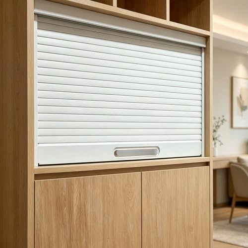Vibeo Porte Accordéon Interieur Kit de Porte de Placard Coulissante Gain de Place, à Enrouler, Porte Coulissante à Tambour Blanche, Système de Placard à Tambour Rétractable(20x24in(50.8x61cm))