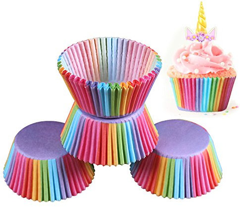NEU 200 Stück Rainbow Cupcake Fällen Kuchen Backen Muffin Dessert Hochzeit Party DE