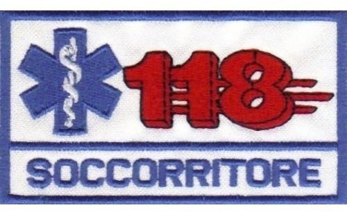 MAREL Patch 118 SOCCORRITORE cm 9 x 5 Toppa Ricamata Ricamo termoadesiva -270