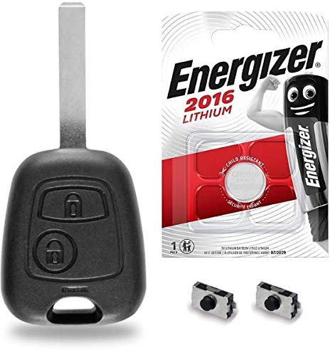 Coque Clé Plip Boitier pour Télécommande Citroen C1 C2 C3 C4 Picasso ✚ Switch ✚ Pile CR2016 Energizer - Kit iRace Keys®