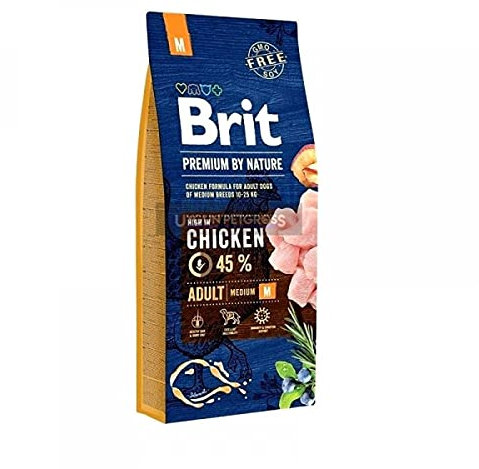 BRIT Premium by Nature Adult M Adulto MANZANA, Pollo, MAÍZ 15 KG