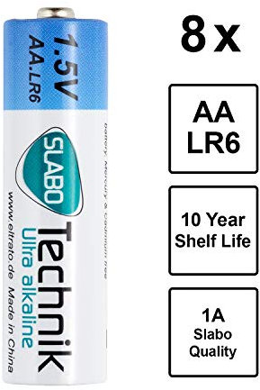 Slabo LR6 AA Pile Mignon Alcaline - 1.5V - 10 Anni durabilità - Batterie per Il Telecomando | Giocattoli | Controller di Gioco ECC. - Confezione da 8