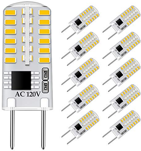 G8 LED-Leuchtmittel, dimmbar, 3 W, T4 G8, entspricht G8 Halogenlampe, 20 W-25 W, Mini G8 Glühbirne, Tageslichtweiß, 6000 K, Bi-Pin G8 Sockel, AC 110 V/120 V/130 V, 10 Stück