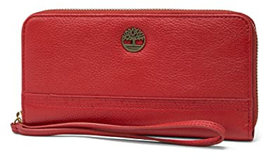 Timberland Damen Geldbörse aus Leder, RFID-Reißverschluss, mit Handgelenkschlaufe Armband, Cherry (Pebble)