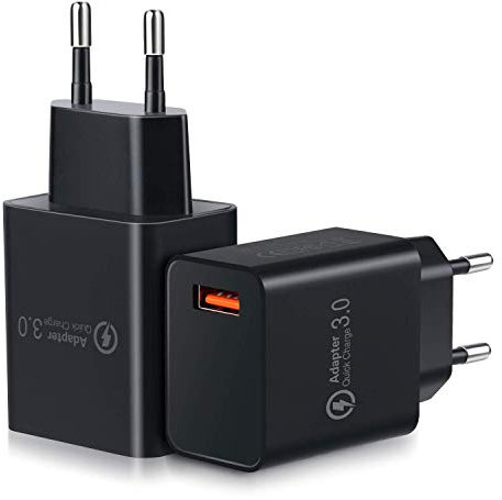 Raeisusp 【2 Pacchi】 Quick Charge 3.0, Ricarica Rapida 18 W. Adattatore di Alimentazione USB Presa a Muro per Caricabatterie Wireless Qi da 10 W, iPad PRO, Tablet, iPhone, Samsung Galaxy, LG, HTC