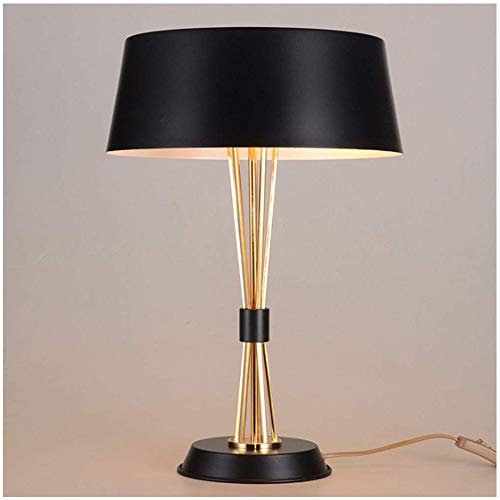 ZXLLAFT Tischlampe, Nachttisch Schreibtischlampe, Nachttischlampe Mit Schirm, Eisen Tischlampe Für Wohnzimmer, Schlafzimmer, Büro,100_120v