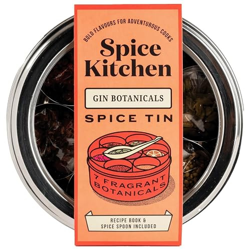 Spice Kitchen Gin Infusing Tin, Premium Gin Spices with 7 Artisan Blends and 4 Recipes, Gin Infusion Kit