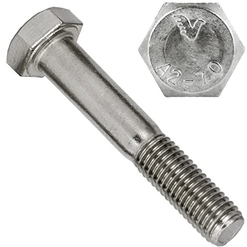 OPIOL QUALITY® Sechskantschrauben mit Schaft DIN 931 / ISO 4014 M10x120 mm aus Edelstahl A2 V2A (20 Stück) Maschinenschraube mit Teilgewinde Schraube Sechskant Maschinenschrauben