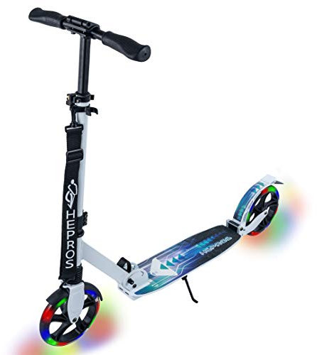 Hepros Fully Flash Scooter 200mm LED Leuchträder Cityroller Erwachsene Weiß ABEC9 Radlager Farbe Future