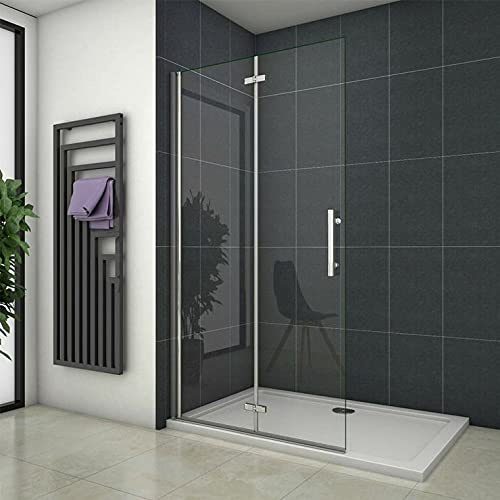 Aica Sanitaer Pantalla de Ducha 2 Hojas Plegables Vidrio Templado con Tratamiento Antical, 76x195 cm