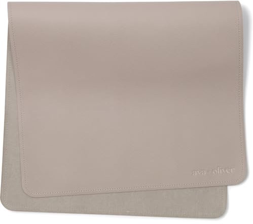 AVA + OLIVER Wickelauflage aus veganem Leder – tragbare, abwischbare Mehrzweck-Wickelauflage – faltbar für die Reise (16 x 30 Zoll) (Grau)