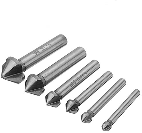 Countersink Drill Bits Set - HSS 90 Degree Counter Sinker Drill Bits Set, Metal Woodworking Chamfering Cutter, HSS Titanium Coated Chamfer Drill Bit 6.3-20.5mm, 6pcs(Plastic Bag)
