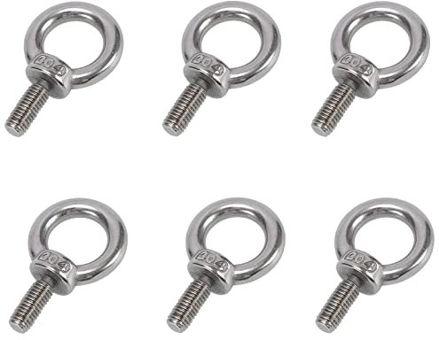 6 Pièces M8 Boulons à œil, Boulons à oeil en 304 Acier Inoxydable Boulons à œil en Forme de Bague Filetage Mâle Vis à Anneau Boulon Anneau de Levage Soudés Fermés, pour Levage de Vie