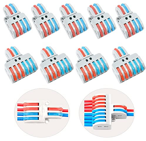CEEYSEE 14 Pcs Compact Wire Connectors Diy Electrical Connector Blocks Circuit Inline Splices Lever Nut Connector Quick Cable Clamp Spring Butt Terminal Connectors(4/6 Hole)