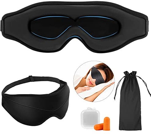 Schlafmaske für Herren Frauen 3D, einzigartige Fase,100% Licht blockierende Augenmaske Schwarz, Verstellbarem Riemen,Bequem Schlafbrille Nachtmaske Reisen Nickerchen Schlafmaske Wimpernverlängerung