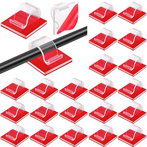 60 Stück Mini Kabelclips Selbstklebende Kabelklemmen Kabel Organizer Clips Außen Kabelhalter Kabel Management Lichterkette Befestigung für Zuhause Büro Auto Tisch (Klar, M)