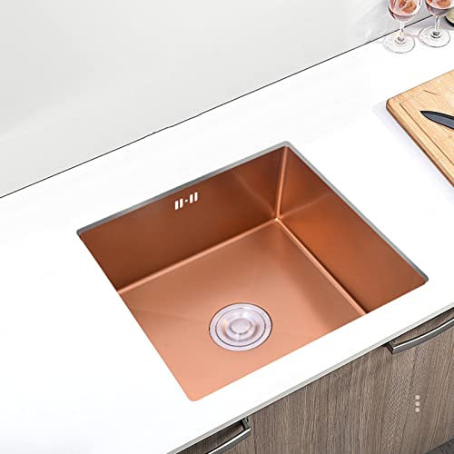 Fregadero De Oro Rosa Fregadero De Cocina Nano Fregadero Hecho A Mano De Acero Inoxidable Fregadero De Barra De Isla Central Fregadero De Lavandería De Jardín Al Aire Libre (Color : Rose Gold, S : 3