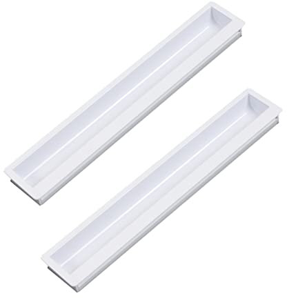 2 piezas Tiradores de puerta granero empotrado Blanco deslizantes Manijas ocultos de Aleación de aluminio Perilla para cajón Manija Armario con Adhesivo sin grapas (Length 200mm)