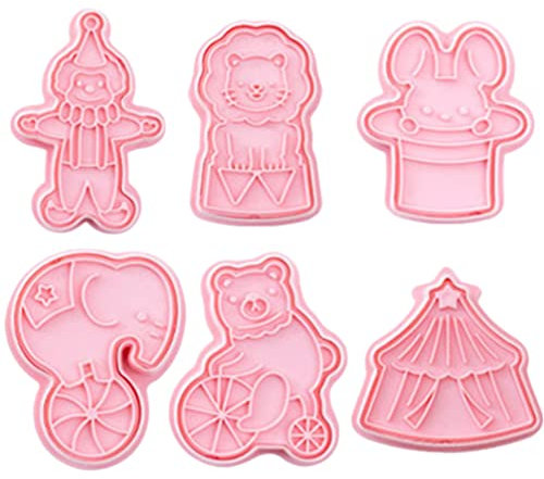 Homoyoyo 6 Pièces Moule à Biscuits à Biscuits Animaux Emporte-pièce De Cirque Moules De Cuisson Coupeurs De Piston À Piston Animal Coupe-fondants Plastique 3D des Couteaux Miniature