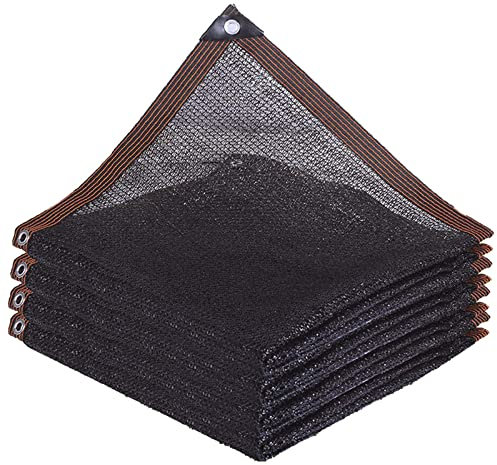 Schwarz Schattennetz mit Ösen, Shade Sails 50%-60% Prozent Shading Rate Sonnensegel, Reißfestigkeit Wasser und luftdurchlässig Außenbereich geeignet. (Schwarz 4-Polig / 1m * 1m / 3.3ft * 3.3ft)