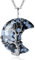 XIANNVXI Halskette Damen Silber Kette Kristalle Schneeflocke Obsidian Mondsichel Ketten Anhänger Kristall Kette Baum des Lebens Natürliche Energie Edelsteine Schmuck Frauen Geschenk