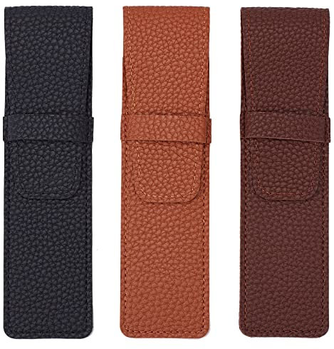 GORGECRAFT 3 Farben Leder Stifteetui Füllfederhalter Hülle Etui Einzel Stifteetui Tragbare Federmäppchen Für Stylus Touch Pen Kugelschreiber 175 x 45 mm