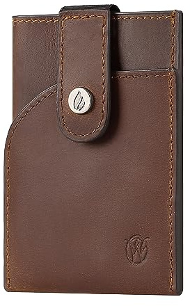 Will Fire® Nano Wallet | Minimal Slim Wallet | Mini Geldbörse Herren & Damen klein | Leder Portmonee | Portemonnaie klein - Geldbeutel (Braun)