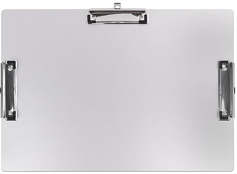 Drei-Clip-Klemmbrett im Querformat, Metall-Klemmbrett mit Stifthalter, 27,9 x 43,2 cm, Aluminium-Klemmbretter, Skizzenbrett, Zeichen-Klemmbrett für Künstler