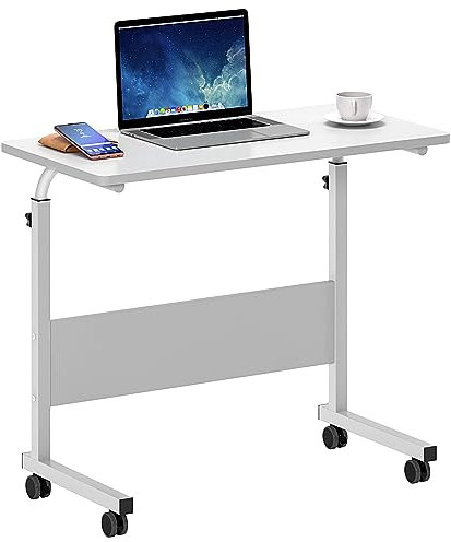 SogesHome Höhenverstellbarer Laptop-Tisch mit Rollen, Mobiler Computertisch/Beistelltisch für Sofa, Bett oder Büro, Kleiner Schreibtisch für Home-Office, Arbeiten im Sitzen & Stehen,80 x 40 x 71 cm
