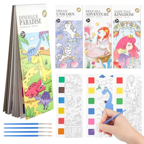 4 Stück Aquarell Malbuch Mit Wasserfarben, 48 Seiten, Separate Palette, Schnelles Malen Für Kinder 3-14 Jahre