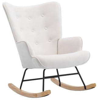 Vente-unique - Fauteuil ‡ Bascule en Tissu chiné Beige ELMINA II