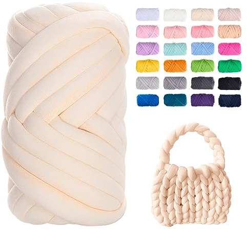 Uiopa Bulky Armstricken Wolle, 500g Dicke Wolle Sperrige Handstrickgarn, Grob Gestrickte Schlauchgarn Häkelwolle Chunky Yarn für Taschen, Decken, Körbe, Haustiernester, DIY-Kunsthandwerk