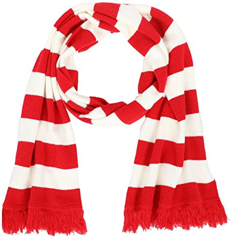 XehCaol Schal Rot Weiß Gestreift Weihnachts Schneemann Strick Gru Schal für Damen Herren Mädchen Winter Warm Kostüm