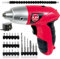 SPARES2GO Cordless Rechargeable Electric Screwdriver 4.8v Drill + Bit Set + Flex Extension