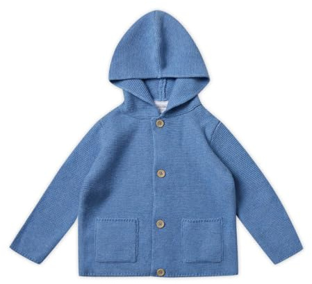 Stellou & friends CardiganStrickjacke für Baby & Kleinkind mit Knöpfen in HolzOptik, Mädchen & Jungen Hochwertige Kleidung aus 100% Baumwolle, Perfekt für Herbst & Winter 86/92 Ozeanblau