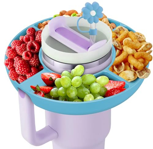 insefocc Stanley Cup 40 oz Snack Bowl with Handle, Compatible with Stanley Cup 40 oz Snack Bowl with Handle, Reusable Snack Bowl, Stanley Accessories, Silicone (Blue Snack Bowl)