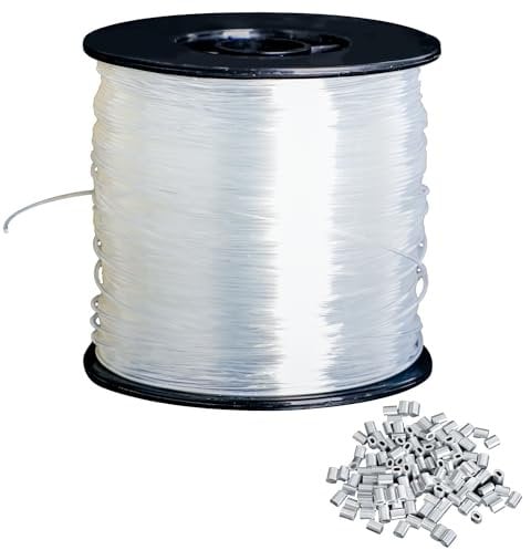 0,8mm x 200m Forte Corda In Nylon, Corda Da Pesca Trasparente, Nylon Trasparente Resistente Alla Rottura Con 120 Pezzi Di Morsetti In Alluminio Per Fai Da Te, Pesca, Artigianato, Gioielli, Appendere