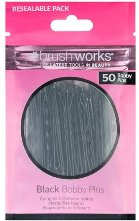 Brushworks Black Bobby Pins - 50 Pieces