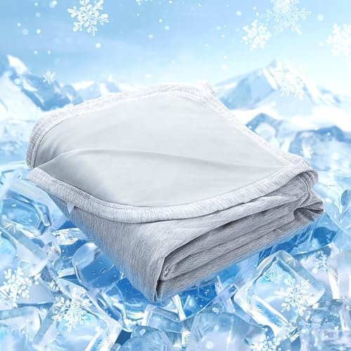 Topmeta Kühldecken für heiße Schläfer, Eisdecke hält kühl bei Nachtschweiß, Kühldecken für Bett, atmungsaktive Decke, kühlende Sommerdecke für Bett, grau (200 x 213 cm)