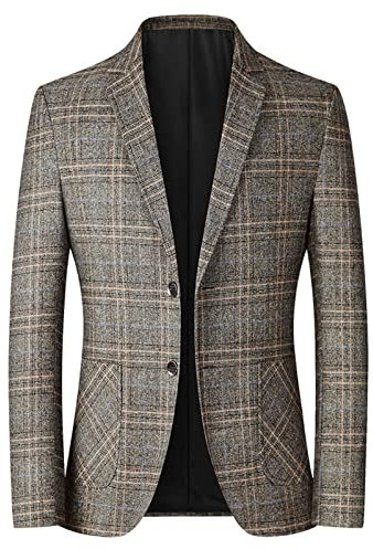 Veste sportive pour homme - Vintage - Blazer à carreaux - Coupe droite - Décontractée - Moderne - Rayé - Pour le printemps et l'automne - Veste de costume pour le travail, le mariage, les loisirs,
