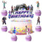 Ctxtqtdt 25 Pièces Decoration Gateau Anniversaire Fortnit Garcon Fille, Joyeux Anniversaire Decoration Gateau Fortnit, Cake Topper pour Fournitures de Fête d'Anniversaire Enfant (B)