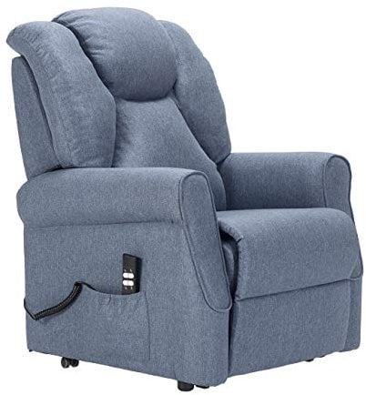 Sime FR-1 ANPASSBAR relaxsessel elektrisch Vibromassage Kombinierte Neigung von Rückenlehne und Fußstütze 4 Räder bewegen den Benutzer unverformbarer Sitz schmutzabweisend aufstehhilfe Denim Blue