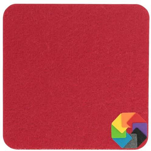 Design Filz Untersetzer eckig - 20x20cm in mohnrot für Glas, Getränke, Bar, Tasse, Vase